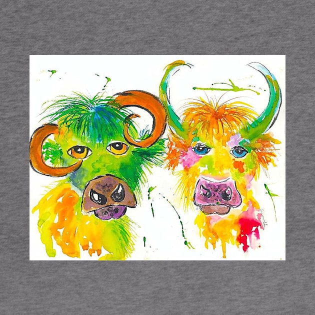 Quirky Colourful Bulls by Casimirasquirkyart